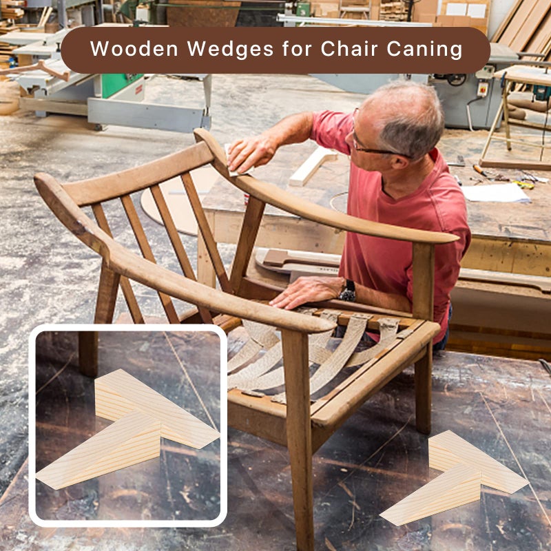 Elesunory 20 Pack Wooden Wedges for Chair Caning Supplies  Non Slip Wood Door Stopper  Triangle Wood Block for Chair Caning Door Stop - Image 4